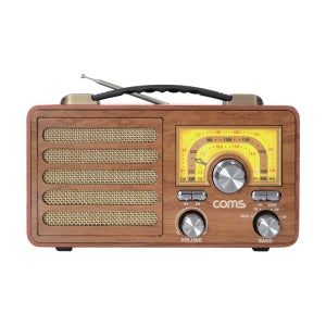 Coms 주방용 레트로 라디오 스피커 Brown 휴대용 블루투스 스피커 TB600
