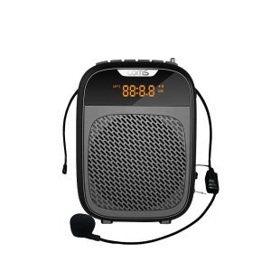 Coms 휴대용 블루투스 5.1v 스피커 유선 마이크 앰프 Black 10W 헤드 마이크 강의 BD120