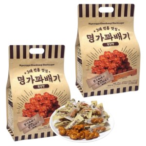 명가 꽈배기 낱개포장 지퍼백 한입 미니꽈배기 흑당맛, 500g, 2개