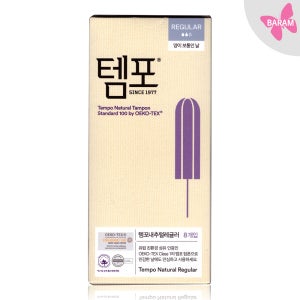 템포 내추럴 탐폰 체내형 생리대 (양이 많은날 보통인날) 그날에 맞게! 레귤러, 8개입, 1팩