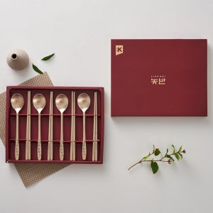 놋반 안성 방짜유기 유기수저 4인 매화 수저세트