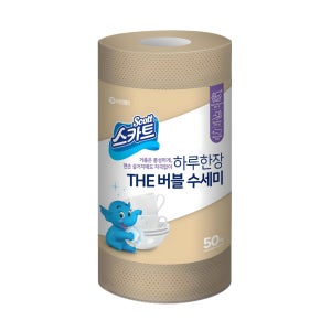 스카트 하루한장 THE 버블 일회용 수세미 50매(브라운)