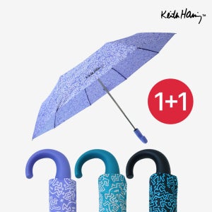 1+1 키스해링 8K 커브드 핸들 3단 완전자동우산 튼튼한3단우산