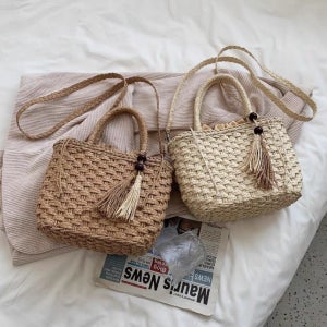 여름 태슬 라탄백 왕골가방 버킷백