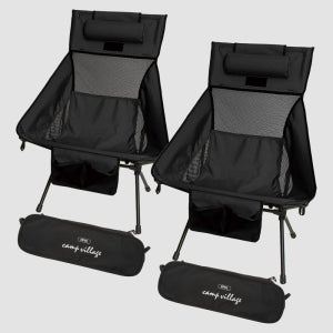 1+1 캠프빌리지 캠핑 의자 슈퍼와이드 경량 릴렉스 체어 그란데 블랙