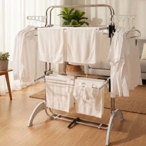 위싱 밀당 빨래건조대 튼튼한 베란다 이불 수건 접이식 건조대 스텐 대형 디허브 중형4단