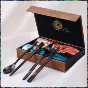현진 쌍학 프리미엄 옻칠수저 2인세트+포장 / 상견례답례품 해외바이어선물 중국인손님