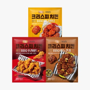 [랭킹닭컴XBBQ] 크리스피 치킨 3종 300g X 3팩 / 순살 후라이드 양념