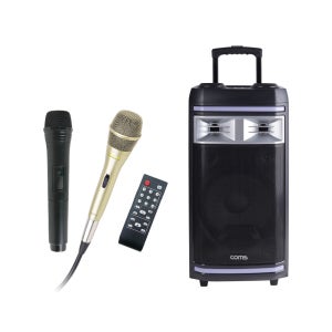 Coms 이동식 앰프 스피커 마이크 세트 유무선 마이크 2대 기본제공 순간최대출력 800W 버스킹 노래방 앰프 CR400