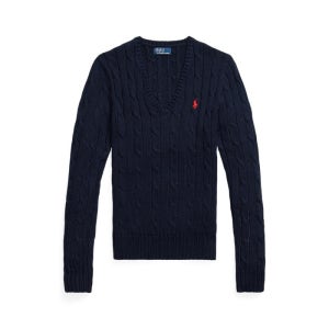 폴로 랄프 로렌 여성 케이블 니트 코튼 브이넥 스웨터(WMPOSWENC021331400)