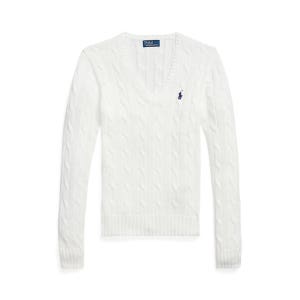 폴로 랄프 로렌 여성 케이블 니트 코튼 브이넥 스웨터(WMPOSWENC021326100)