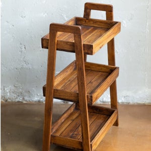 원목 티크 3단 진열장 주방 다육이 소품정리대