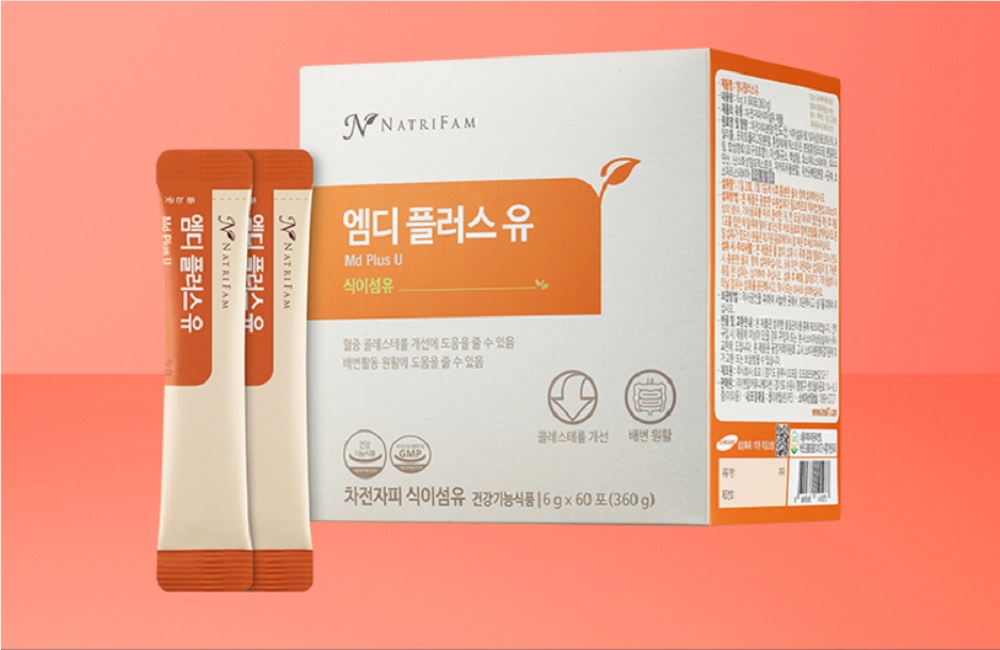 네이트리팜 엠디플러스유 <b>차전자피 식이섬유</b> 분말 콜레스테롤개선 배변활동 원활 국내산