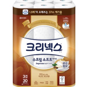 크리넥스 수프림소프트 3겹 화장지 37m x 30롤 휴지
