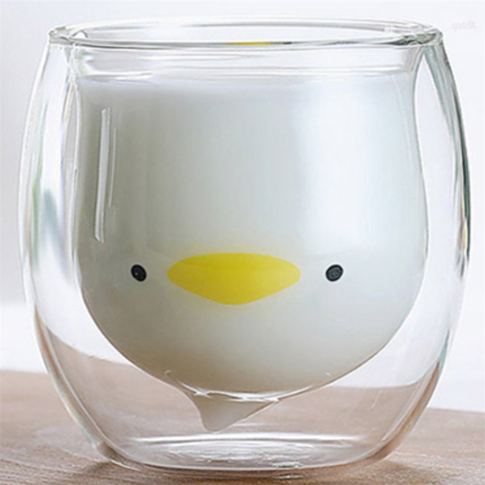 아이템핫딜2 홈카페유리컵 행복카페 이중 유리컵250ml 깜찍오리