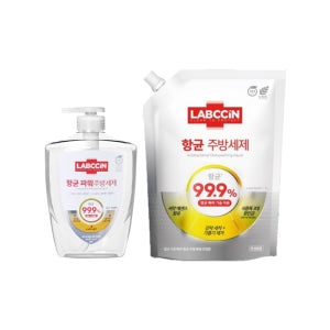 랩신 항균 주방세제 레몬향 용기 750ml + 리필 1.2L 세트