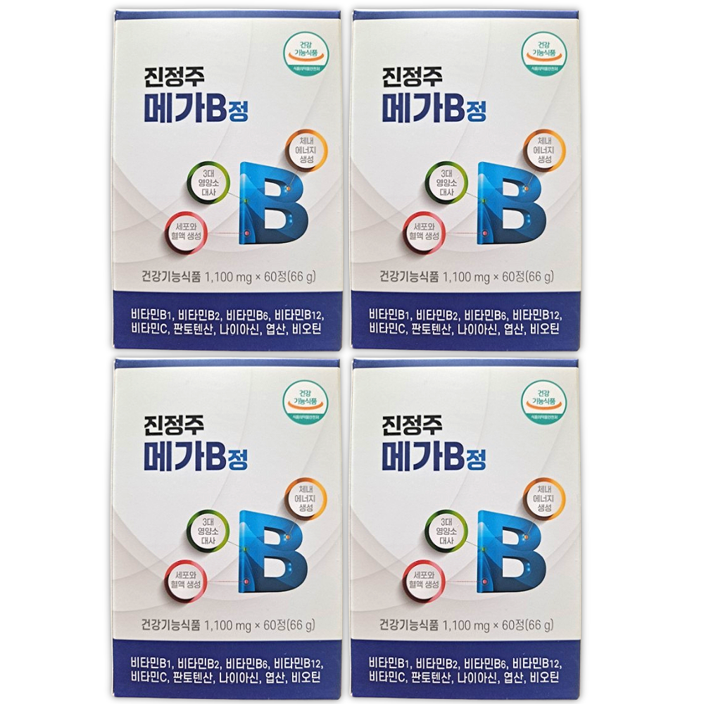 수험생 에너지 학생 성장기 활력 비타민B <b>진정주 메가B</b> 60정 4박스