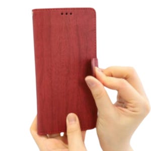 갤럭시퀀텀6 다이어리 지갑 케이스 우드패턴 레드, SM-A566S