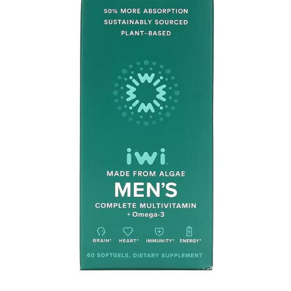 iWi <b>맨스 컴플리트 멀티비타민</b> 플러스 오메가3 60 소프트젤