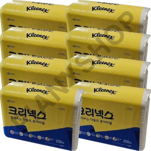 크리넥스 뽑아쓰는 핸드타올 2000매 페이퍼타올/250매X8팩 주방 핸드타월 위생용품 세트