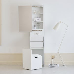 모디카 르엔 틈새 화장대 스툴 일체형 화이트_좌형