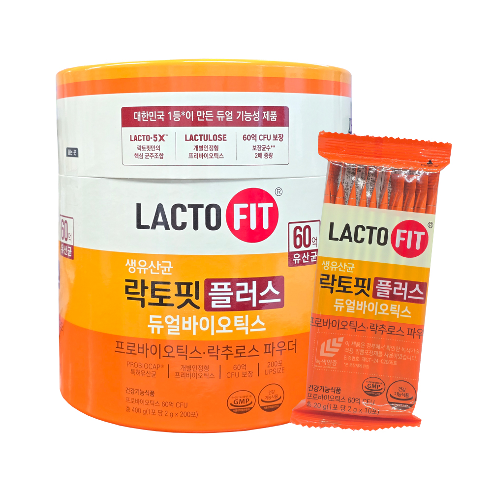 락토핏 플러스 듀얼바이오틱스 생유산균 2g x 200포 1개 프로바이오틱스 유산균