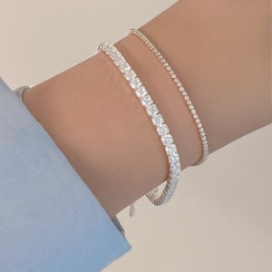 실버925 큐빅 테니스 체인 레이어드 3mm 은팔찌