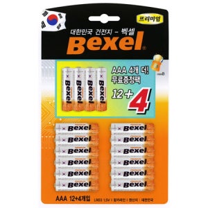 벡셀 알카라인 건전지 AAA 12+4개입