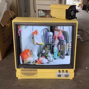 빈티지 흑백 TV 엔틱 LCD 화면 텔레비전 소품 옛날 14인치 랜덤+카메라