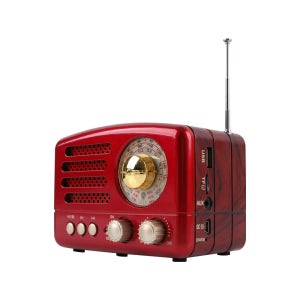 Coms 엔틱 주방용 레트로 라디오 블루투스 스피커 Red BT v5.0 BT117