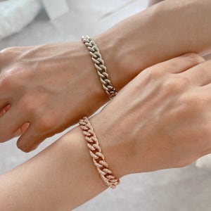 14k 18k 체인 민자 큐빅 커플 여자 남자 금 팔찌