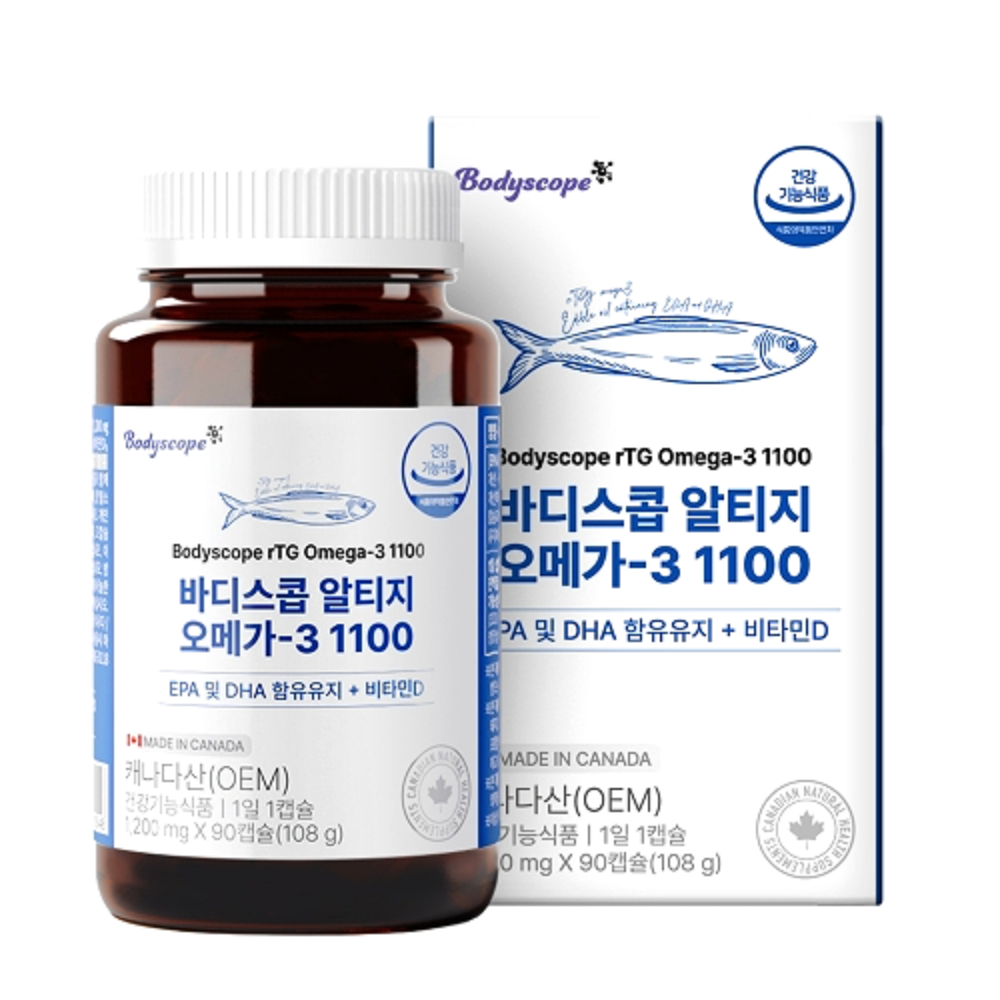 <b>바디스콥</b> 알티지 오메가3 1100 <b>혈행개선</b> rTG 순도높은 청소년 임산부 오메가3