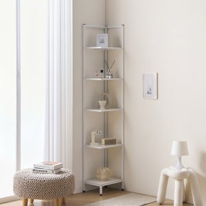 마일 400 5단 코너장 거실 복도 모서리 틈새 수납 선반 좁은 다용도 장식장