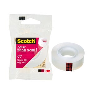 3M 크리스탈 투명 테이프 리필 12mm x 20m OPP 유리 테이프 1인치 코어
