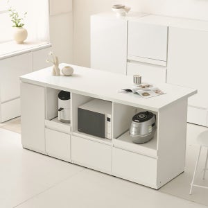 E0 광파오븐 아일랜드 식탁 홈바 렌지대 수납장 2000mm, 750mm 화이트 YDF290C