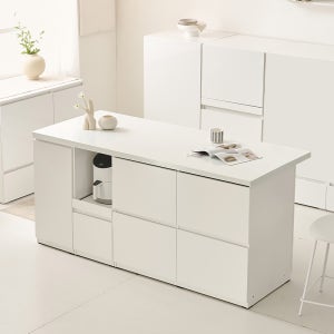 E0 광파오븐 아일랜드 식탁 홈바 렌지대 수납장 2000mm, 750mm 화이트 YDF292C