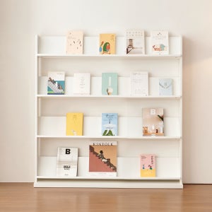 E0자재 교구장 아기 유아 어린이책장 전면책장 1200x190x1230, 4단, 화이트 (TM2148)