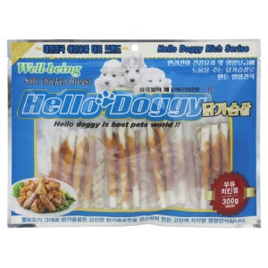 헬로도기 강아지건조간식 사사미 애견 대용량강아지간식 우유치킨껌, 300g, 1개