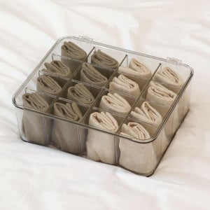 생각하는집 속옷정리함 뚜껑형 다용도 양말 브래지어 턱받이 빕 투명 아크릴 보관함 16칸