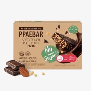 [블프핫딜] 빼바 저당 단백질바 소프트 크런치 프로틴바 카카오 40g 9EA 1박스