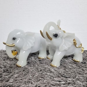 백옥 코끼리 장식품 옥 코끼리 대형세트 풍수 인테리어 소품 개업 집들이 이사 부모님선물