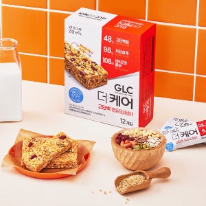 빙그레 GLC 더케어 고단백 영양강정바 240g(12개입) 에너지바 영양간식 견과바 저당간식