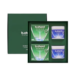 [선물세트600개입] 비코드 대용량 면봉 세트-액상100입X2개,순면200입X2개,쇼핑백