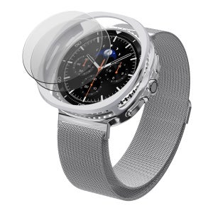 갤럭시워치8 클래식 밀레니즈 메탈 스트랩 하드 케이스 강화유리 2P 세트