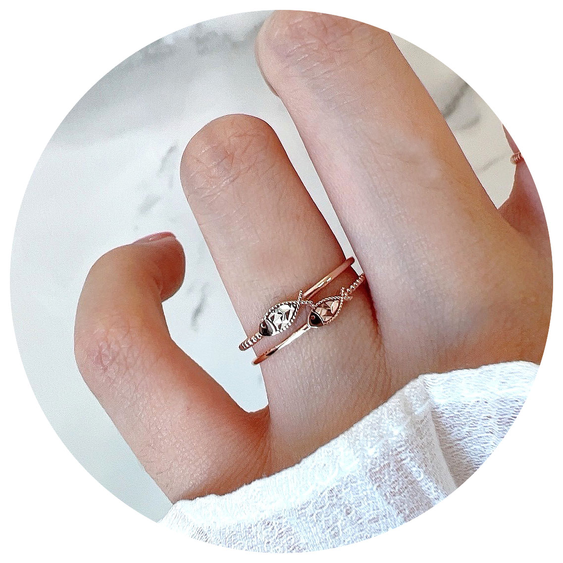 14k 컷팅 물고기 두마리 투링 반지 다이아듀