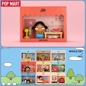 팝마트 Pop Mart CRYBABY 슬픈 클럽 시리즈 장면 세트 Molly 1PC/8PCS POPMART 블라인드 박스 애니메이션 액션 귀여운 입상 Cry Baby 피규어 장난감