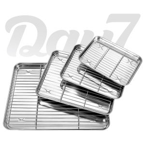 데이세븐 사각 트레이+망 세트 무연마제 304 스텐 레스팅 튀김용 기름망 스댕 쟁반