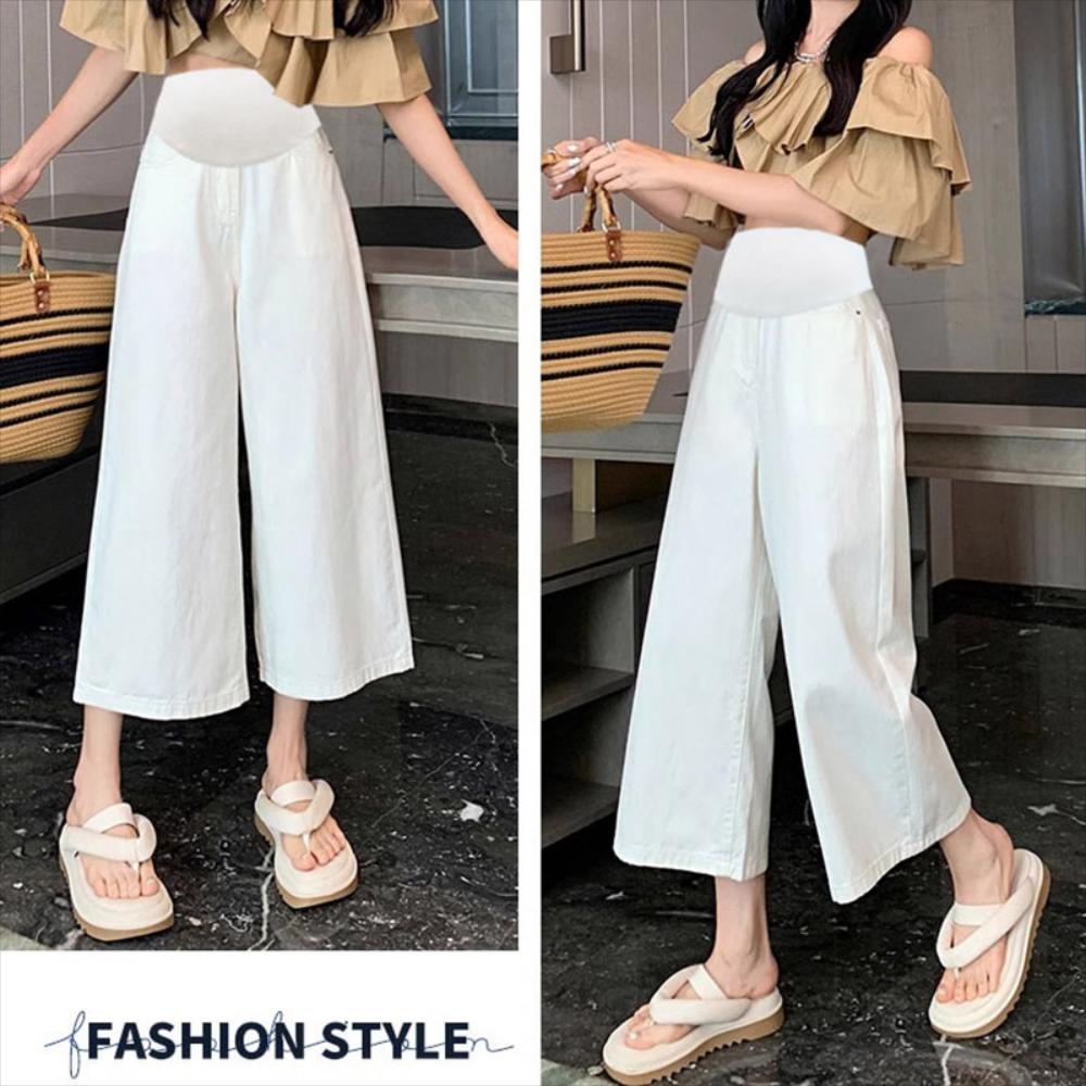 임산부바지 팬츠 임부복 여름 얇은 겉옷 임신초기 와이드 레그 진 빅사이즈 바텀 크롭 봄