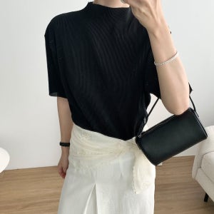 케미 플리츠티 여름 5부 반목 반팔 플리츠 블라우스 웨어링무드 (3c)