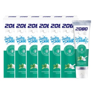 애경 2080 퓨어 베이킹소다 클린민트 치약 120g, 6개